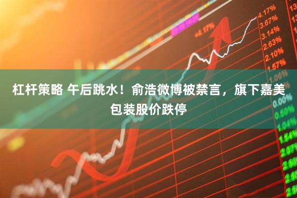 杠杆策略 午后跳水！俞浩微博被禁言，旗下嘉美包装股价跌停